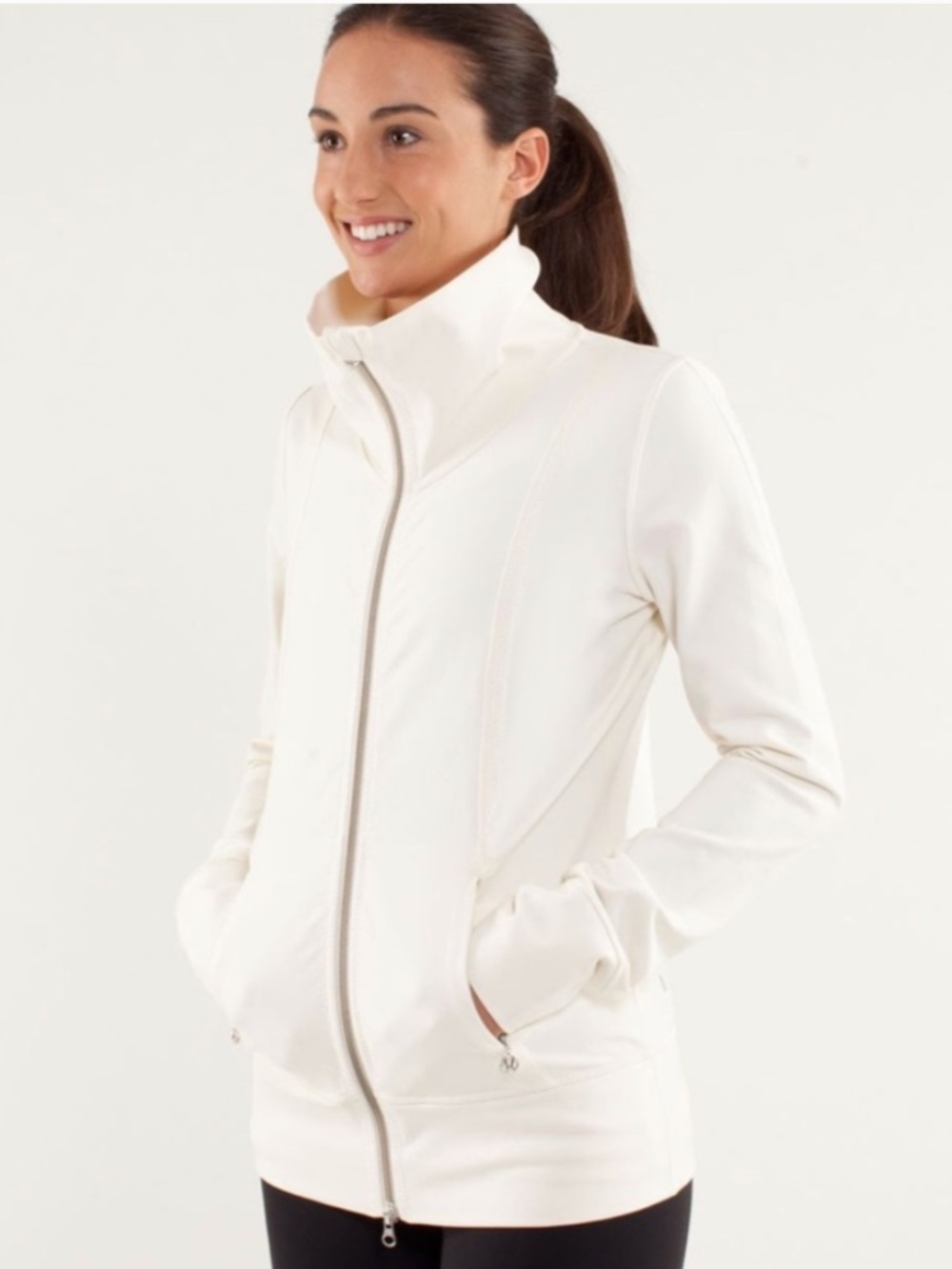 lululemon athletica Daily Yoga Polar Cream Zip-Up Jacket Sz 6